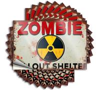 Tool Decal Zombie Fallout Shelter Warning Sign Stickers 10Pcs Funny Sticker Funny Home Bar Signs(8X12CM)