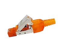 Tool-free Assembly RJ-45 Connector Modular Plug, STP Cat6a Gigabit Shielding(Orange) NCCZ (Color : Orange)