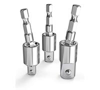 Tool Gift for Man, 3-Piece Power Drill Sockets Adapter Sets, 360°Rotatable Hex Shank Impact Driver Socket Adapter, Socket to Drill Adapter 1/4" 3/8" 1/2" Impact Driver Adapter