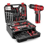 Tool Kit Box Drill Set：DEKO 238 Pieces Home Mechanic Toolbox with 12V Power Cordless Drill Hand Repair Tools Sets Combo Kits Storage Organizer Drawer Case for Men（Red）
