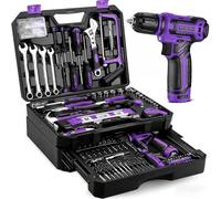 Tool Kit Box Drill Set：DEKO 238 Pieces Home Mechanic Toolbox with 12V Power Cordless Drill Hand Repair Tools Sets Combo Kits Storage Organizer Drawer Case for Women（Purple）