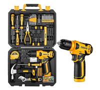 Tool Kit: DEKO Drill Set with Cordless Drill,Tool Kit Set Box, DIY Hand Tools for Men and Home, with 8V Electric Drills,126 Piece(Yellow)