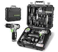Tool Kit, DESOON 151-Piece Tool Set with 12V Cordless Drill, Tool Storage Case, DIY Hand Repair Tools Sets for Home, Basic Tool Kit, Suitable for Office and Garden Use, 151 Pieces