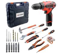 Tool Kit for Home,12V Cordless Power Drill Combo Home Tool Set-Portable Basic General Household Toolbox for Men Women,It also includes common tools such as hammers, wrenches and screwdrivers