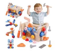 Tool Kit for Kids, Wooden Work Bench with Colorful Tools Set for children, Creative Building Toy Set DIY Educational Construction Toys for 3 4 5 6 Year Old Toddlers, Birthday Gift for Boys and Girls