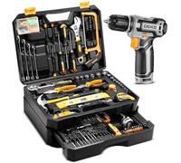 Tool Kit with Drill Tool Box：DEKO Home Mechanic Toolbox with 12V Power Cordless Drill Hand Repair Tools Sets Combo Kits Storage Organizer Drawer Case for Men