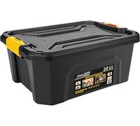 Tool Lab Heavy Duty Polypropylene Storage Box with Clip on Lid. Ideal for storing items in garages and lofts. (20 Litre : 490 x 380 x 200mm)