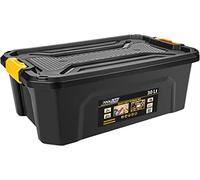 Tool Lab Heavy Duty Polypropylene Storage Box with Clip on Lid. Ideal for storing items in garages and lofts. (30 Litre : 580 x 380 x 200mm)