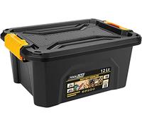 Tool Lab Heavy Duty Polypropylene Storage Box with Clip on Lid. Ideal for storing items in garages and lofts. (12 Litre : 385 x 295 x 175mm)