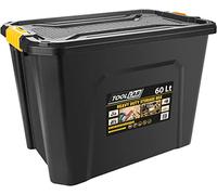 Tool Lab Heavy Duty Polypropylene Storage Box with Clip on Lid. Ideal for storing items in garages and lofts. (60 Litre : 580 x 380 x 405mm)
