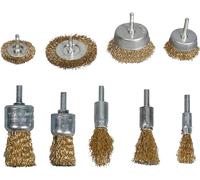 Tool Lab Wire Brush Drill Set For Rust Removal, Stripping, And Abrasion. Features Brass-Coated Wire Brush Wheel & Cup Brushes With 1/4-Inch Shank. Assorted Sizes Set of 9