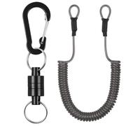 Tool Lanyard Bungee Cords with Carabiner Clips Strong Magnetic Net Release for Fly Fishing with Quick Release Carabiner and Stretchable Spring Cord