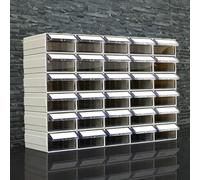 Tool Organiser Stackable Organizer Bins with Dividers, Workshops/Storehouse/garage Drawers Cabinet for Electronic Parts Tool Hardware Storage, Plastic(30 pack,18.5x11x6cm)