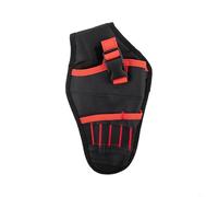 Tool Organization Heavy Duty Drill Holster Featuring a Bit Pouch (black with red)