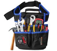 Tool Pocket Pouch Belt,Tool Pouch Bag with 22 Pockets and Adjustable Belt,Multi Pockets Toolbelts for Man,Heavy Duty Oxford Detachable Waist Work Pouch for Technicians (Blue+Black)