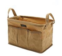 Tool Pouch, Heavy Duty 16oz Waxed Canvas Tool Bag, Rectangle Foldable Open Top Tool Bags with Handles, 7 Pockets | 13.8 x 7.8 x 7.8 Inches