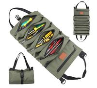 Tool Roll Bag, Canvas Wrench Tool Bag Waterproof Multi-Purpose Tool Roll Bag with 5 Zip Pockets, Ideal for Plumbers, Craftsmen and Electricians for Father's Day Birthday