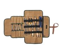 Tool Roll Bag | Heavy Duty 16oz Waxed Canvas Wrench Set Roll, Elastic Band Slots + 9 Regular Slots - Khaki, Portable Hand Tool Storage Pouch for Wrench Plier Nuts Carpentry Tools | 60x30 cm