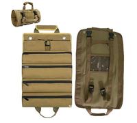 Tool Roll Bag, Tool Bag, Heavy Duty Oxford Cloth Tool Bag, Portable Roll Up Storage Pouch, with 2 Detachable Tool Pouch, Ideal for Plumbers, Craftsmen, Electricians, Carpenters and Gardeners (Khaki)