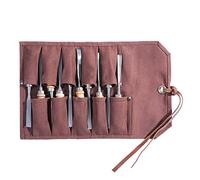 Tool Roll Up Bag with 10 Staggered Tool Pockets, Portable Carry Small Wrench Roll Up Pouch (Brown)
