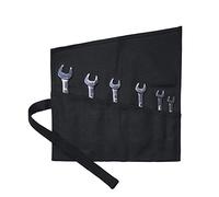 Tool Roll Up Bag with 6 Pockets,Waxed Canvas Wrench Roll Pouch for Chisels, Hammers, fishing jigs, carving knife (Black)