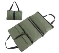 Tool roll up bag with multiple zippered compartments and waterproof canvas fabric, designed to protect and organize small tools for efficient project management (green)