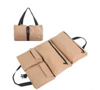 Tool roll up bag with multiple zippered compartments and waterproof canvas fabric, designed to protect and organize small tools for efficient project management (khaki)