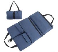 Tool roll up bag with multiple zippered compartments and waterproof canvas fabric, designed to protect and organize small tools for efficient project management (Blue)