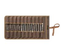 Tool Roll with 20 Slots, Heavy Duty 16oz Waxed Canvas Wrench Roll Up Organizer Bag with Straps, Multi-Purpose Tool Pouch for Metric, SAE (Grey)
