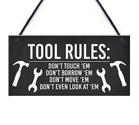 TOOL RULES Sign Man Cave Shed Garage Sign Funny Gift For Men Dad Grandad