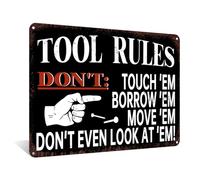 Tool Rules Vintage Metal Tin Sign Funny Decoration for Home Bar Pub Man Cave Garage Wall Decor 8x12 Inchs (2586)