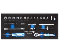 Tool set with ratchet 1/4, 34 pieces, EVA cartridge HT7G126