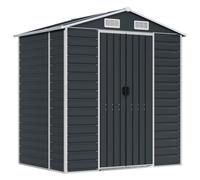 Tool Shed Anthracite Galvanised Steel 191 x 130 x 198 cm Weatherproof Garden Shed with Lots of Storage Space Lockable for Tools and Outdoor Storage