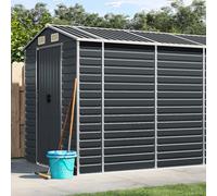 Tool Shed Anthracite Galvanised Steel 191 x 470 x 198 cm, Weatherproof Garden Shed with Large Storage Space, Lockable, Ideal for Tools, Bicycle Garage and Outdoor Storage