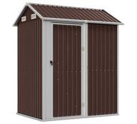 Tool Shed Brown Galvanised Steel 192 x 152.5 x 237 cm, Weatherproof Garden Shed with Lots of Storage Space, Lockable for Tools and Bicycle Garage in Outdoor Use