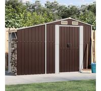 Tool Shed Brown Galvanised Steel 277 x 93 x 179 cm Weatherproof with Generous Storage Space, Ventilation, Slanted Roof, Lockable for Garden, Patio, Tools, Outdoor