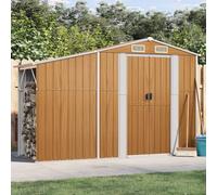 Tool Shed Brown Galvanised Steel 277 x 93 x 179 cm Weatherproof with Lots of Storage Space, Ventilation, Lockable for Garden, Tools, Bicycle Garage, Outdoor Protection