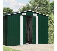 Tool Shed Green Galvanised Steel 257 x 779 x 181 cm Weatherproof with Ventilation Slits and Double Sliding Doors for Garden Shed, Tool Storage, Bicycle Garage, Outdoor Storage Space