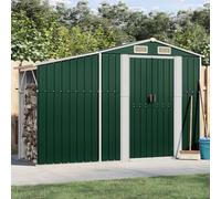 Tool Shed Green Galvanised Steel 277 x 93 x 179 cm Weatherproof Garden Shed with Storage Space and Ventilation for Tools and Bicycles, Metal Garden Shed with Sloping Roof and Practical Handle