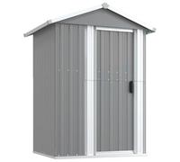 Tool Shed Grey Galvanised Steel 126 x 97.5 x 177 cm, Weatherproof Garden Shed with Spacious Storage Space and Practical Sliding Gate for Outdoor Tool Storage and Bicycle Garage