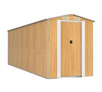 Tool Shed, Light Brown, Galvanised Steel, 192 x 606 x 223 cm, Weatherproof and Lockable, Large Storage Space for Garden Shed, Tool Shed, Bicycle Garage, Outdoor Storage