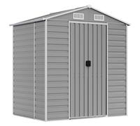 Tool Shed Light Grey Galvanised Steel 191 x 130 x 198 cm Weatherproof Metal Garden Shed with Ventilation and Large Storage Space for Tools and Outdoor Storage