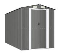 Tool Shed Light Grey Galvanised Steel 192 x 357 x 223 cm Weatherproof with Lots of Storage Space and Sliding Door for Tool Storage Garden Shed Outdoor Use