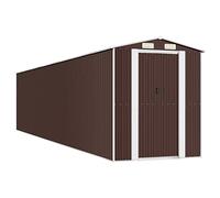 Tool Shed Made of Galvanised Steel, Dark Brown, 192 x 938 x 223 cm, Weatherproof Garden Shed with Lots of Storage Space, Lockable, Ideal for Tools, Bicycle Garage, Outdoor Storage