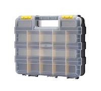 Tool Storage Box - 34-Compartment Clear Organizer, 12.6x10.63x3.15 Inch PP Base, Transparent Lid Component With Double-Sided Case | Electronics Tray For Screws Nails Plus Bolts Nuts Beads