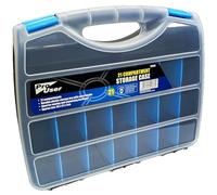 Tool Storage Box Organiser with 21 Compartments - Durable Plastic Hardware Storage Case with Removable Dividers, Clear Lid & Carry Handle - Small Parts Screw Box DIY Tackle Organiser 38cm x 31cm x 7cm
