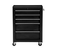 HOMCOM 5-Drawer Lockable Steel Tool Storage Cabinet Wheels Handle 2 Keys black