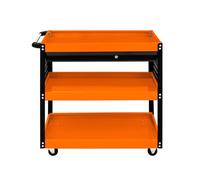 Tool Storage Tolley 3 Tier Portable Cart Roller Cabinet Lockable Drawer 2 Keys 4 Castor Wheels Handle 2 Hanging Boards 6 Hooks 150kg Capacity Workshop Garage Utility DIY Heavy Duty Powder Coated Steel