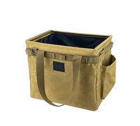 Tool Tote Bag, Foldable Tool Storage Bags Heavy Duty, Open Tool Organizer for Garage, Gardening Workshop, DIY, Indoor & Outdoor, 4 Pockets | 14.6 x 10.6 x 12.6 Inch, Khaki