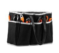 Tool Tote Bag Heavy Duty Waxed Canvas Garden Tool Bag 36x14x26.5cm 16oz Waterproof Portable 11 Pockets Gardening Tools Storage Organizer for Gardener Electrician Contractor Repairman(black)